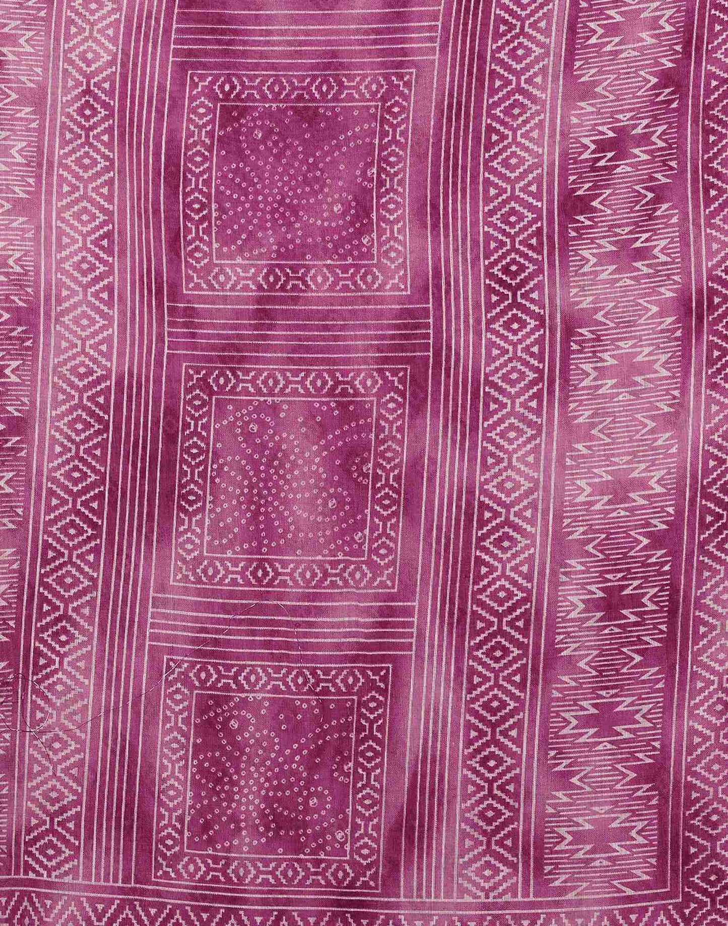 Pink Cotton Linen Bandhani Printed Saree