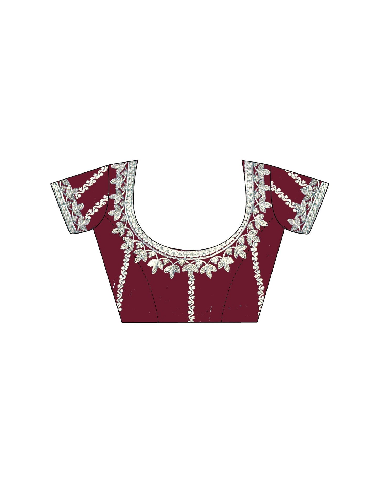 Maroon Tissue Silk Sequence Embroidery Saree