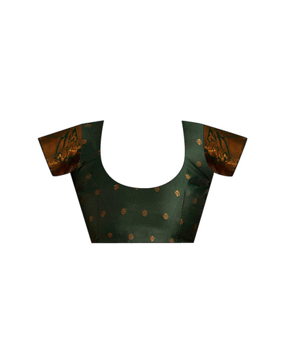 Bottle Green Silk Woven Banarasi Saree