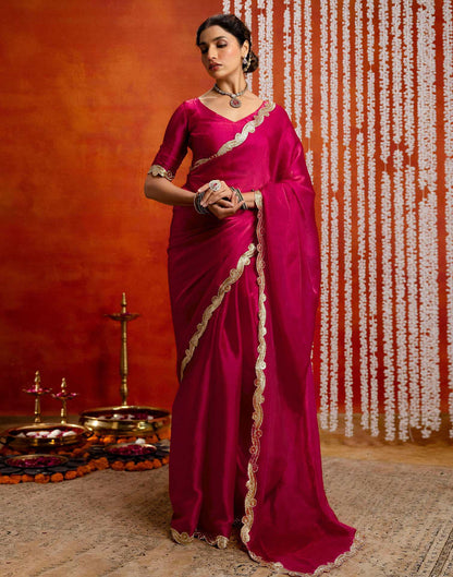 Dark Pink Shimmer Lace Saree