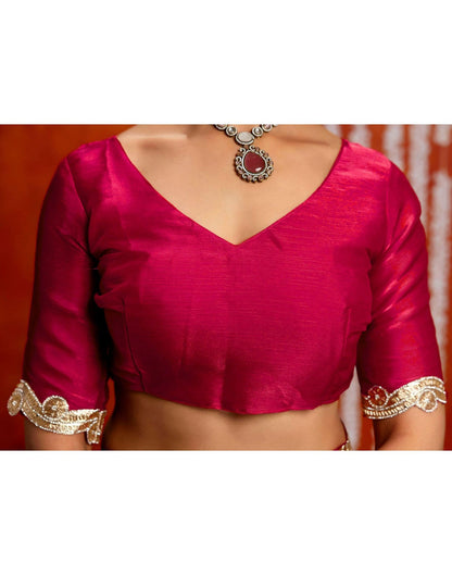 Dark Pink Shimmer Lace Saree