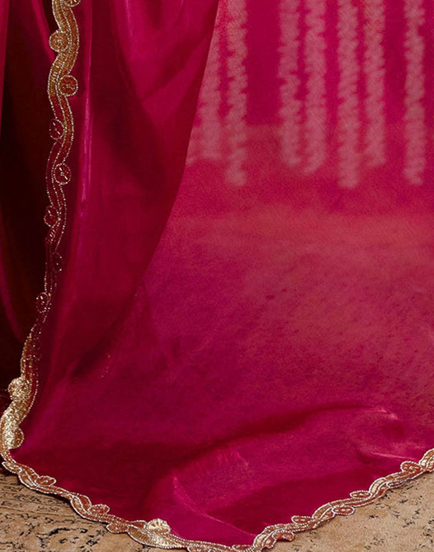 Dark Pink Shimmer Lace Saree