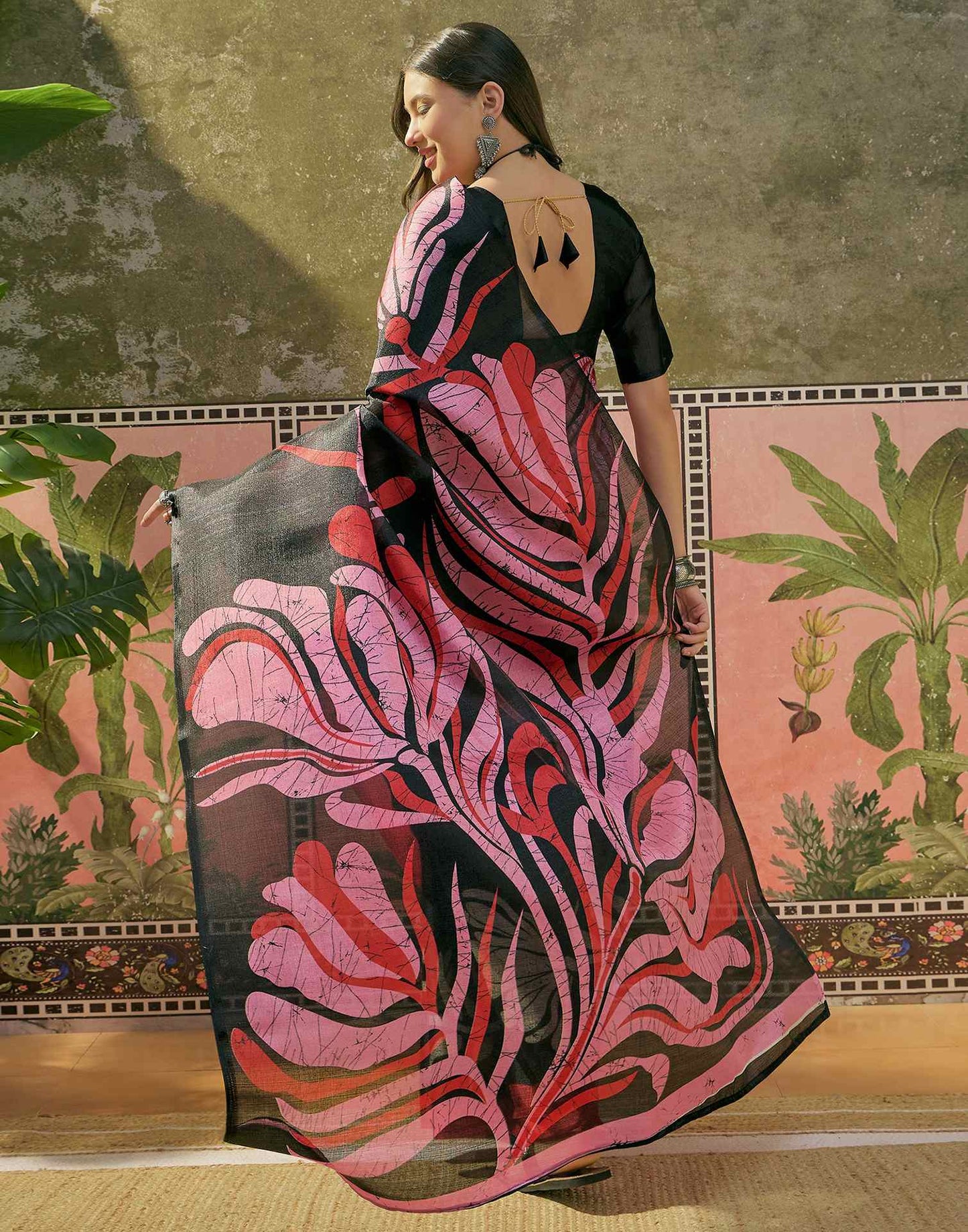 Black Khadi Printed Saree