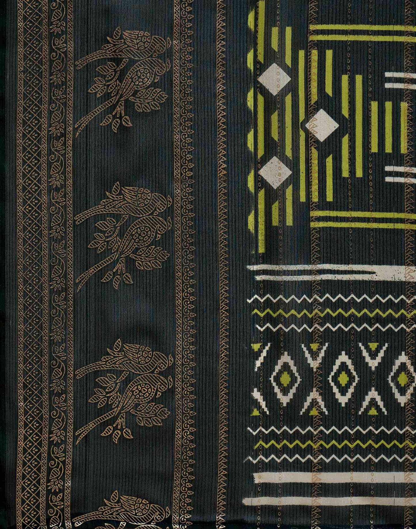 Parrot Green Georgette Foil Printed Saree