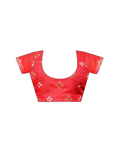 Vat Savitri Special Coral Red Linen Bandhani Printed Saree