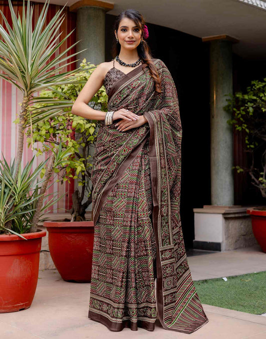Multicoloured Cotton Printed Saree