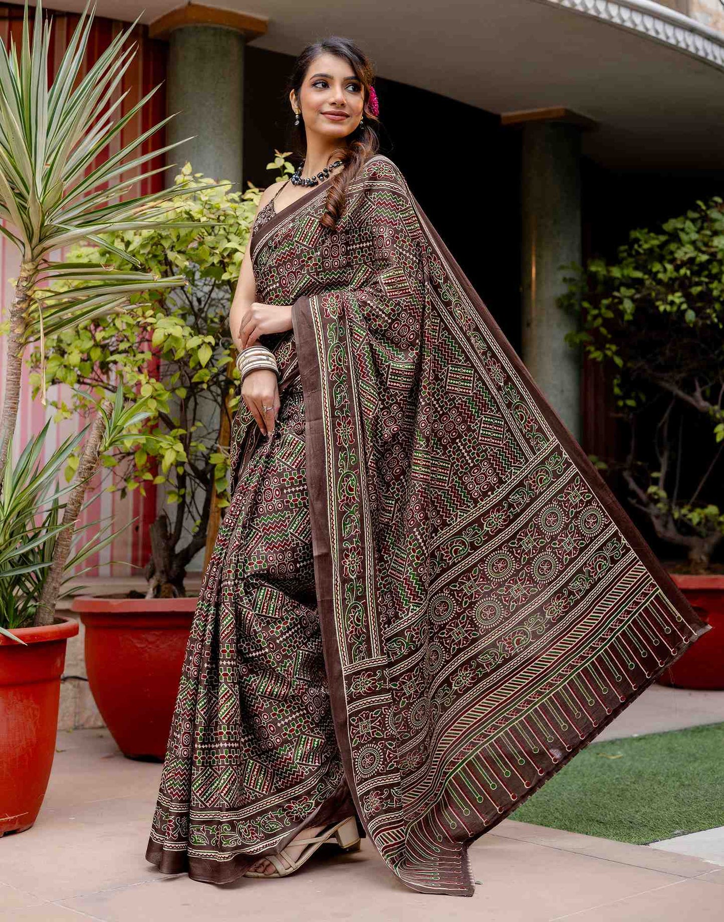 Multicoloured Cotton Printed Saree