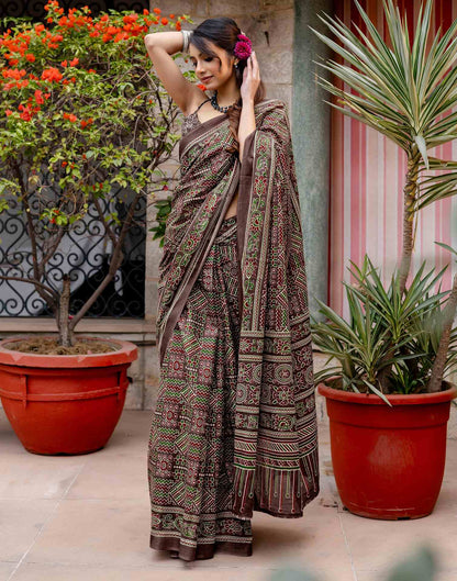 Multicoloured Cotton Printed Saree