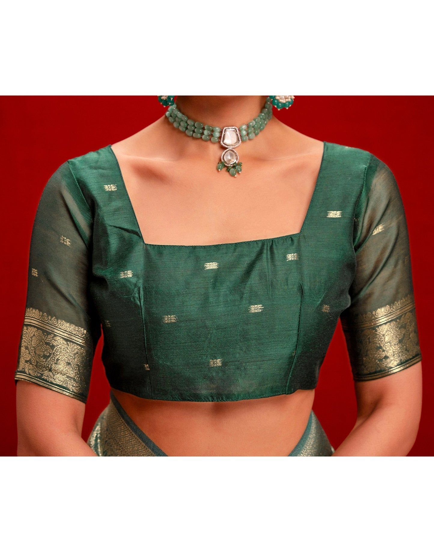 Light Blue Chanderi Cotton Woven Banarasi Saree