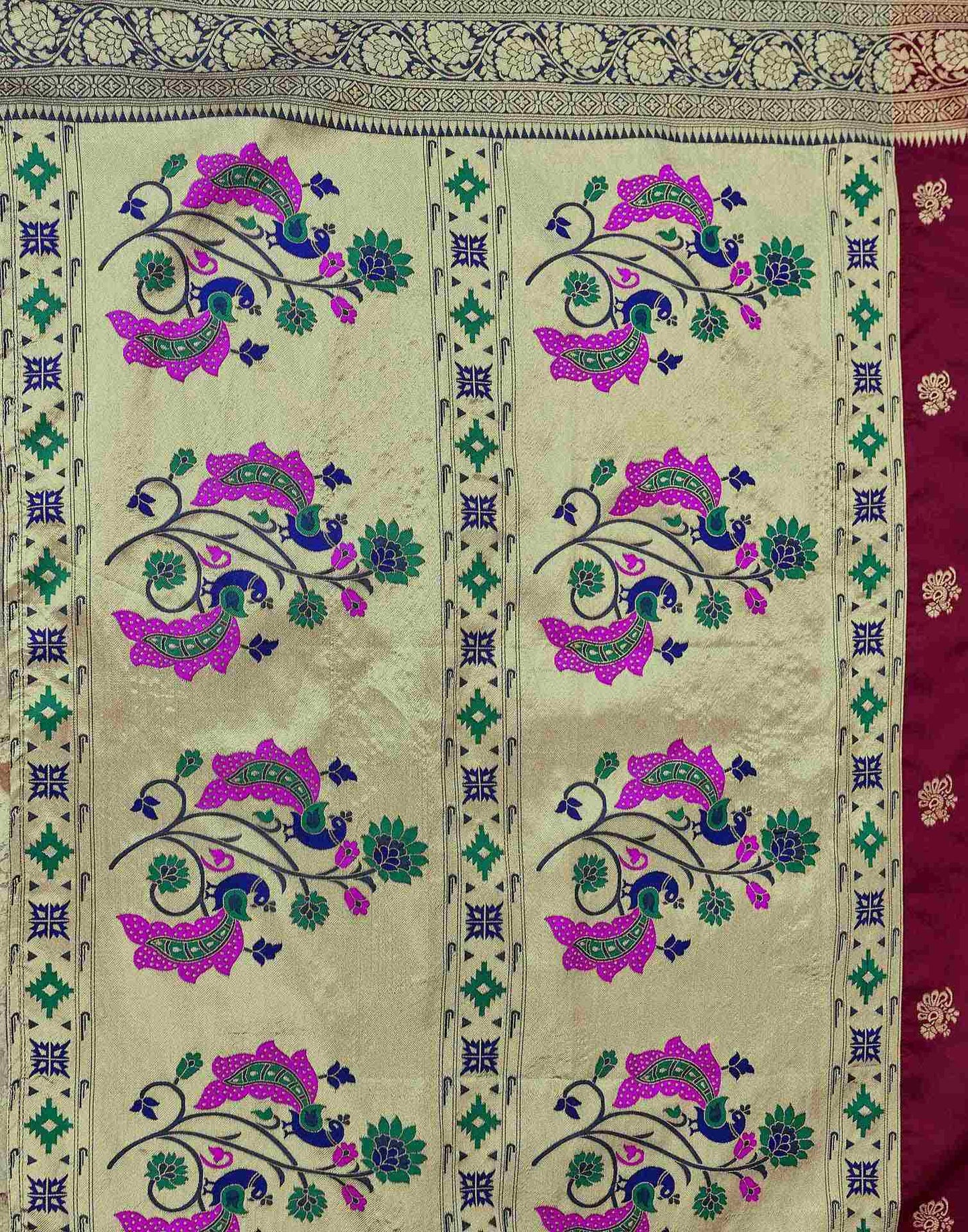 Maroon Silk Woven Paithani Saree