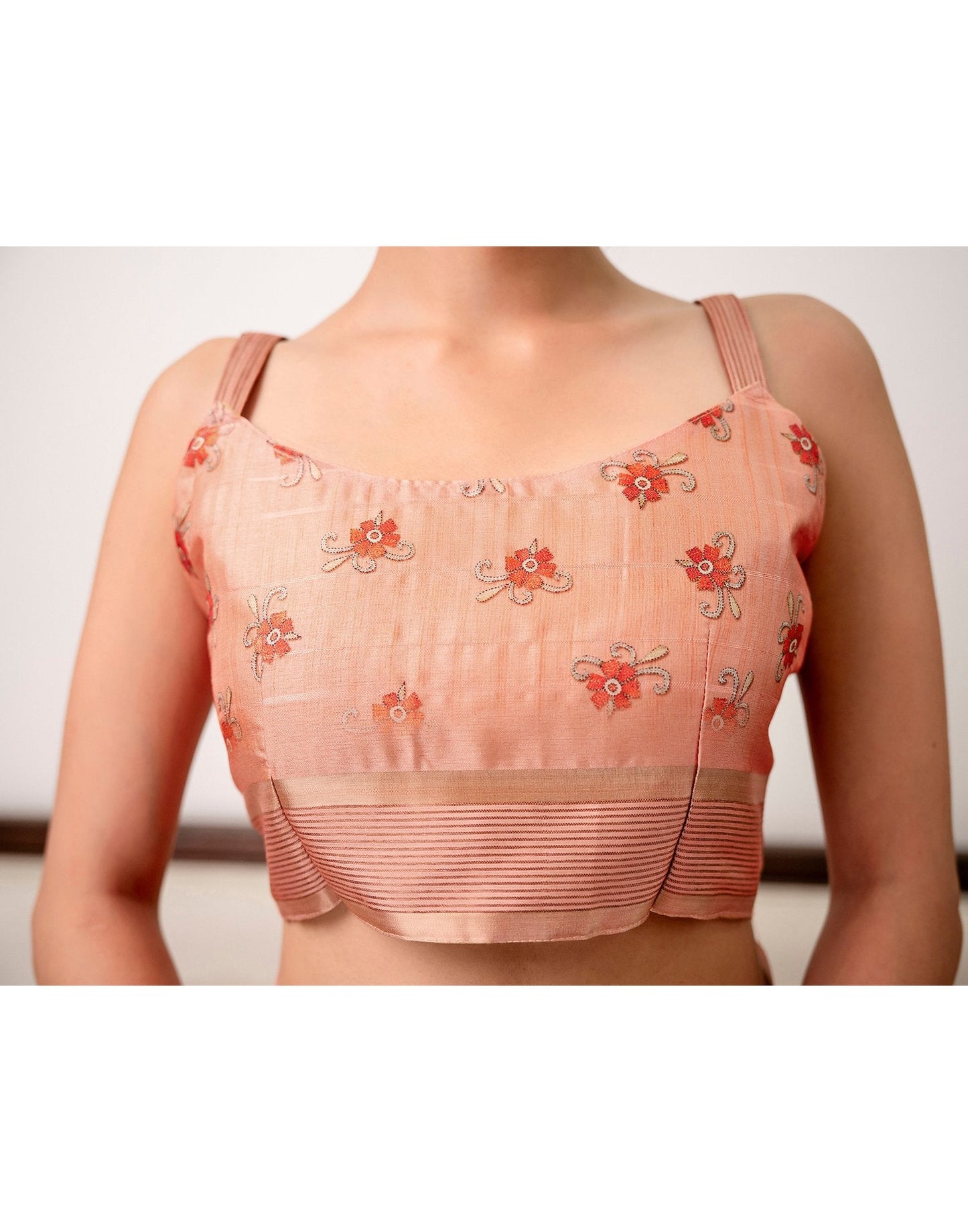 Peach Silk Printed Saree 