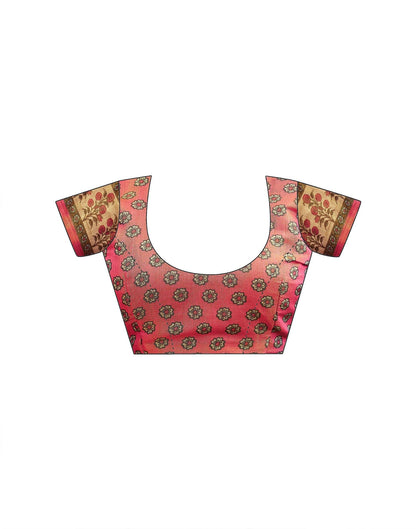 Dark Beige Shimmer Silk Printed Kalamkari Saree 