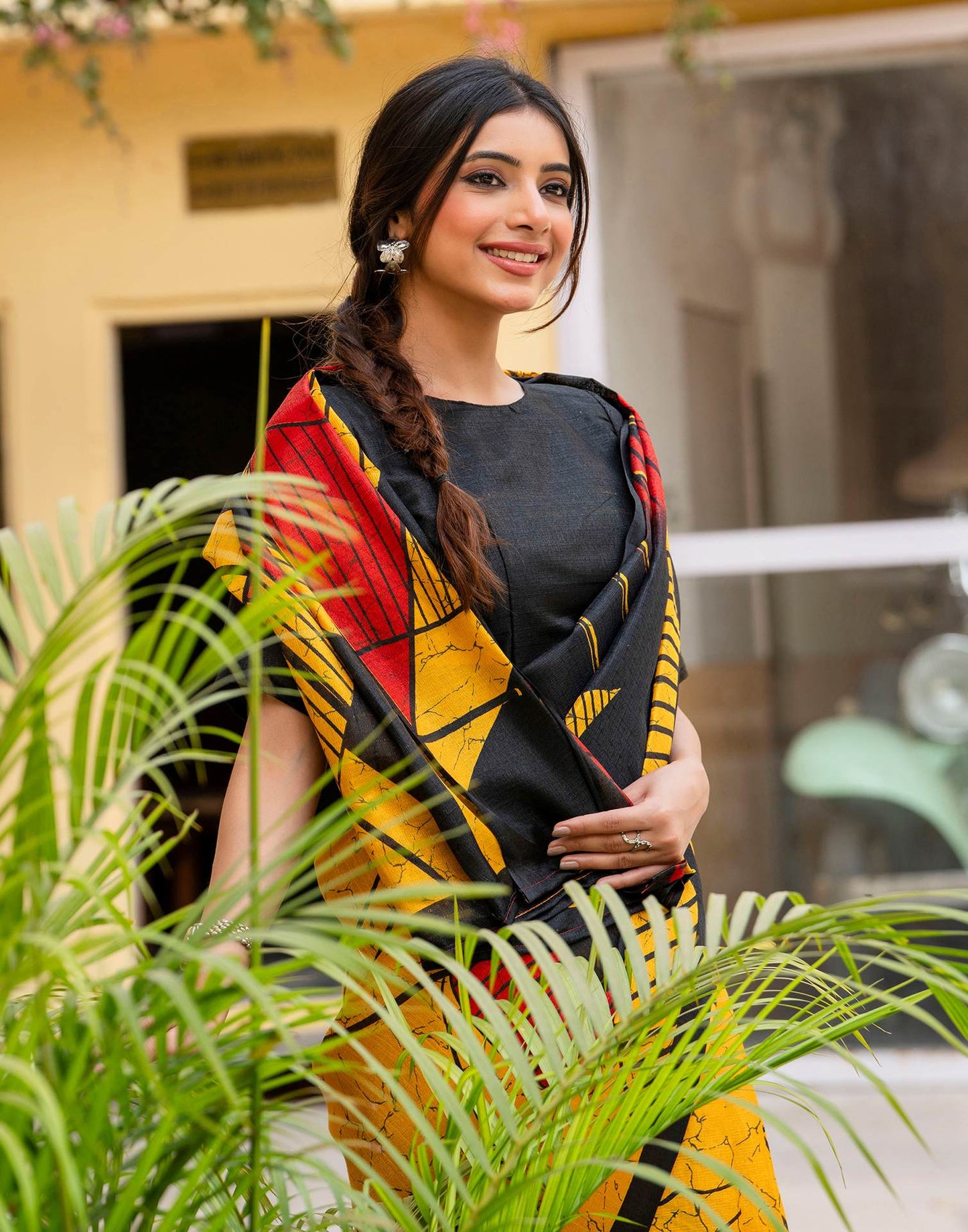 Yellow Khadi Printed Saree