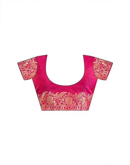 Dark Pink Silk Woven Banarasi Saree