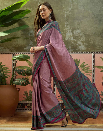 Mauve Crepe Silk Printed Saree